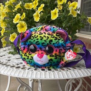 Ty Pink and Yellow Leopard Print Bag